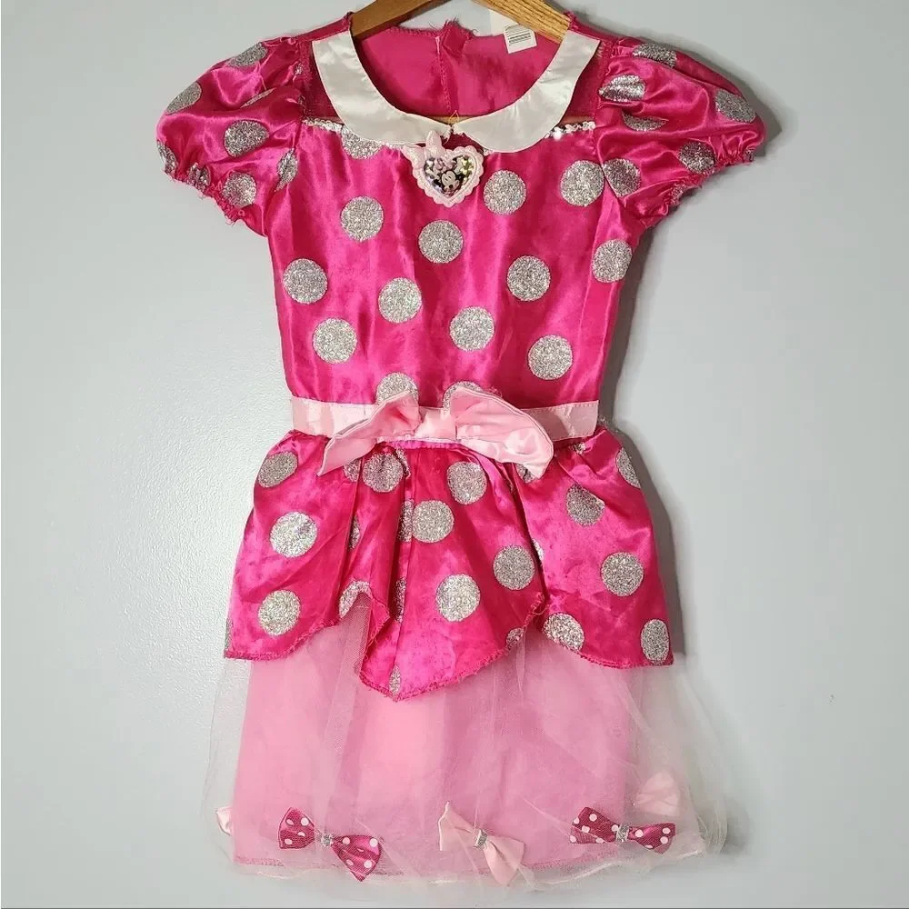 Disney Minnie Mouse dress cistumewith bows size 4-6 - Picture 1 of 5